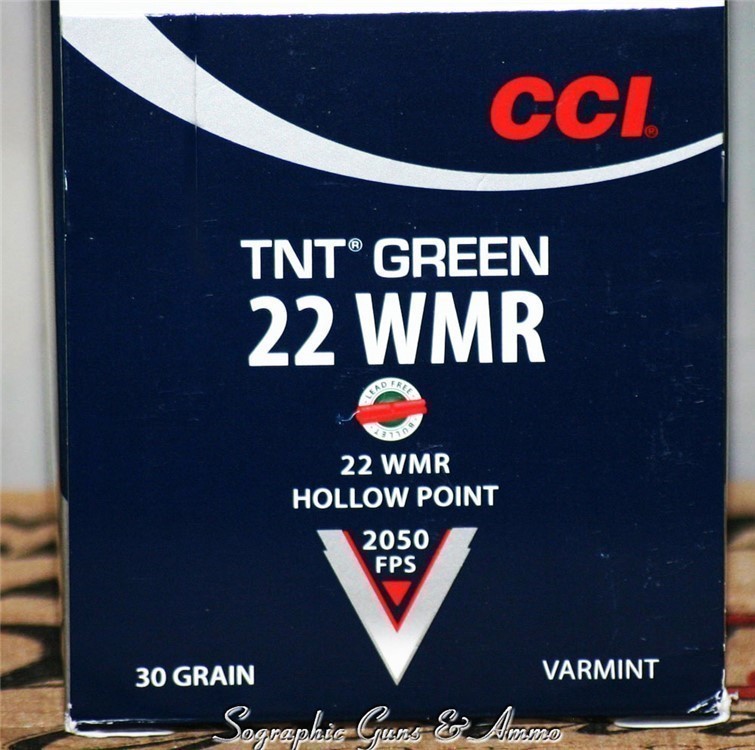 CCI® TNT® GREEN™ 30 Grain .22 WMR Hollow Point Lead Free 50 RDS-img-1