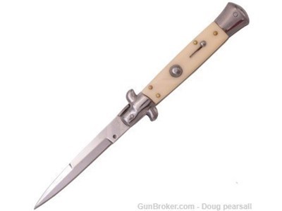 Italian Style 9" Stiletto Faux Ivory Automatic Knife