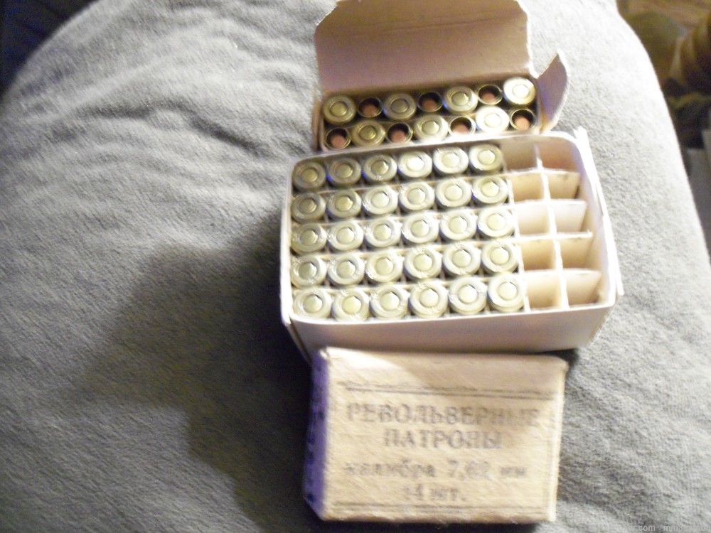 RUSSIAN 7.62 NAGANT AMMO, 2 BOXES OF 14, PARTIAL BOX 30, 54 TOTAL NR-img-0