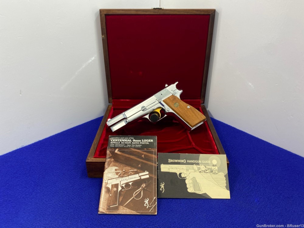 1978 Browning Hi-Power 9mm Nickel *RARE CENTENNIAL MODEL* Only 3500 Made-img-0