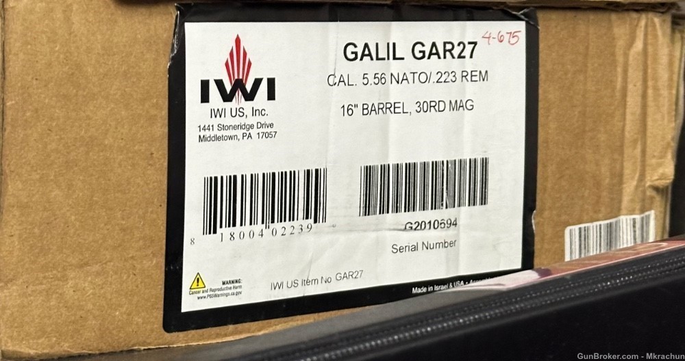 IWI/Israel Weapon Industries GAR27/Galil Ace 223/556 Nato Rifle.. NIB!-img-9