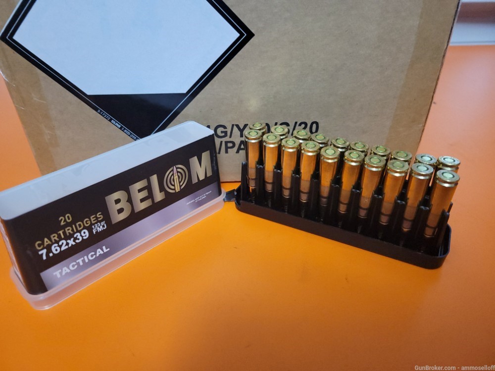 7.62x39 123 Grain Belom Tactical Brass AK47 SKS Ammo 7.62x39 480 Rounds-img-0