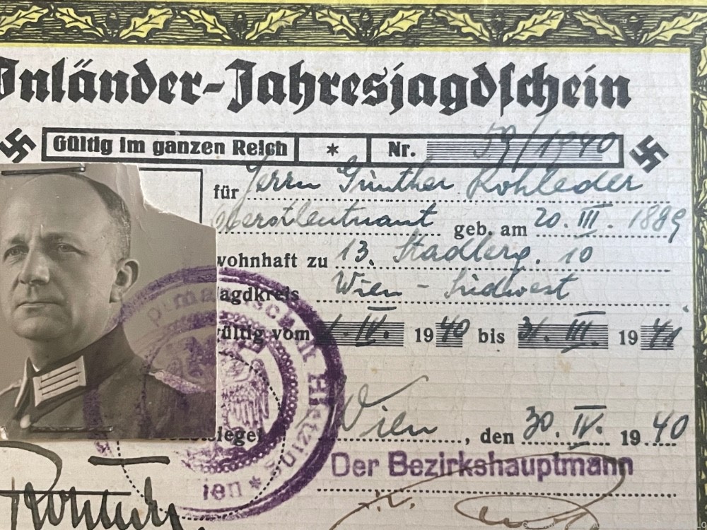 WWII GERMAN- HUNTING LISCENSE- JÄGERSCHAFT- WW2 US GI BRING BACK-img-3