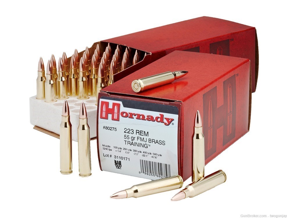 500 Round Case of Hornady .223 (5.56) 55 Grain FMJ Rifle Ammunition 80275-img-0