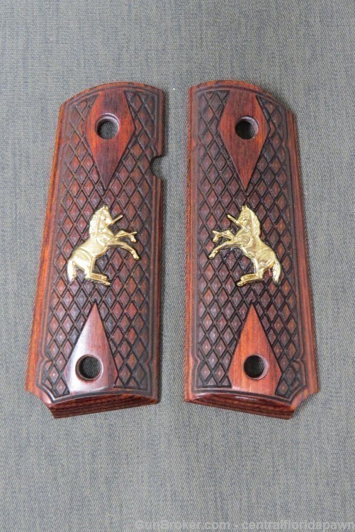 Colt Defender Officers Rosewood Grips Gold Rampant Colt Wood-img-0