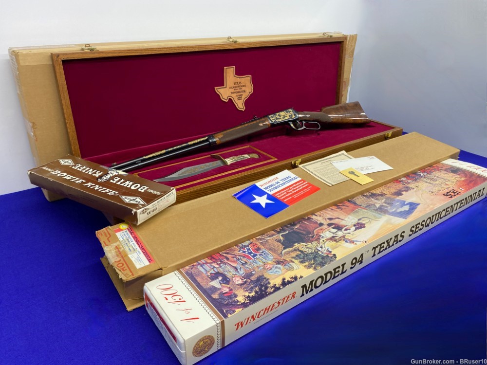 1986 Winchester 94 .38-55 Win. *TEXAS SESQUICENTENNIAL RIFLE/W BOWIE KNIFE*-img-2