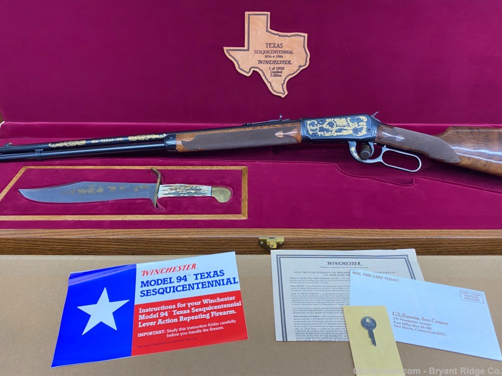 1986 Winchester 94 .38-55 Win. *TEXAS SESQUICENTENNIAL RIFLE/W BOWIE KNIFE*-img-4