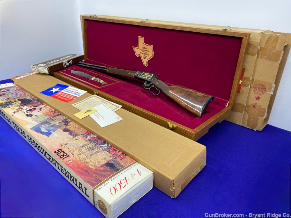 1986 Winchester 94 .38-55 Win. *TEXAS SESQUICENTENNIAL RIFLE/W BOWIE KNIFE*-img-3
