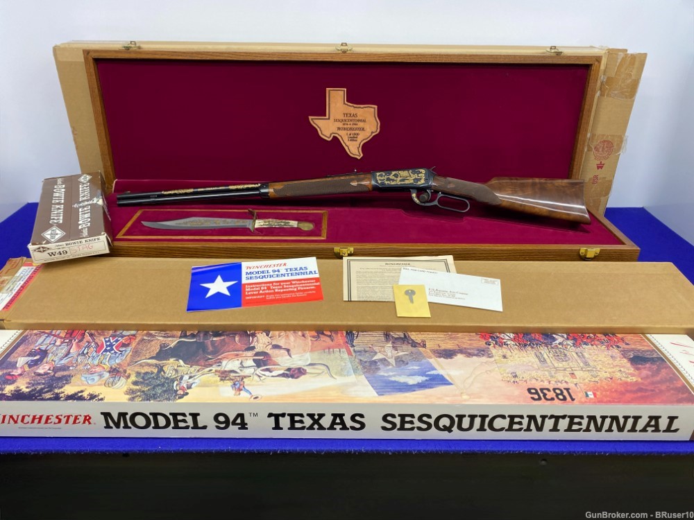 1986 Winchester 94 .38-55 Win. *TEXAS SESQUICENTENNIAL RIFLE/W BOWIE KNIFE*-img-0