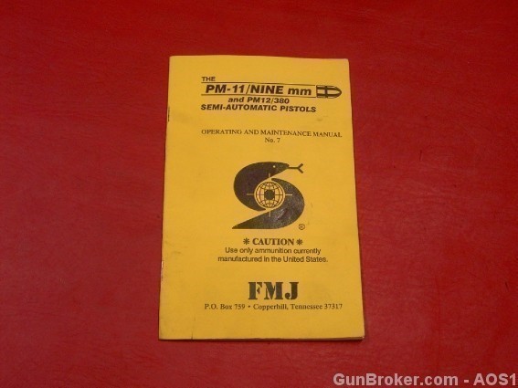 FMJ PM-11/NINE mm PM12-380 Manual No. 7-img-0