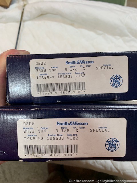 Pair of Smith & Wesson 3953 Consecutive Serial Numbers Like New, Unfired.-img-4