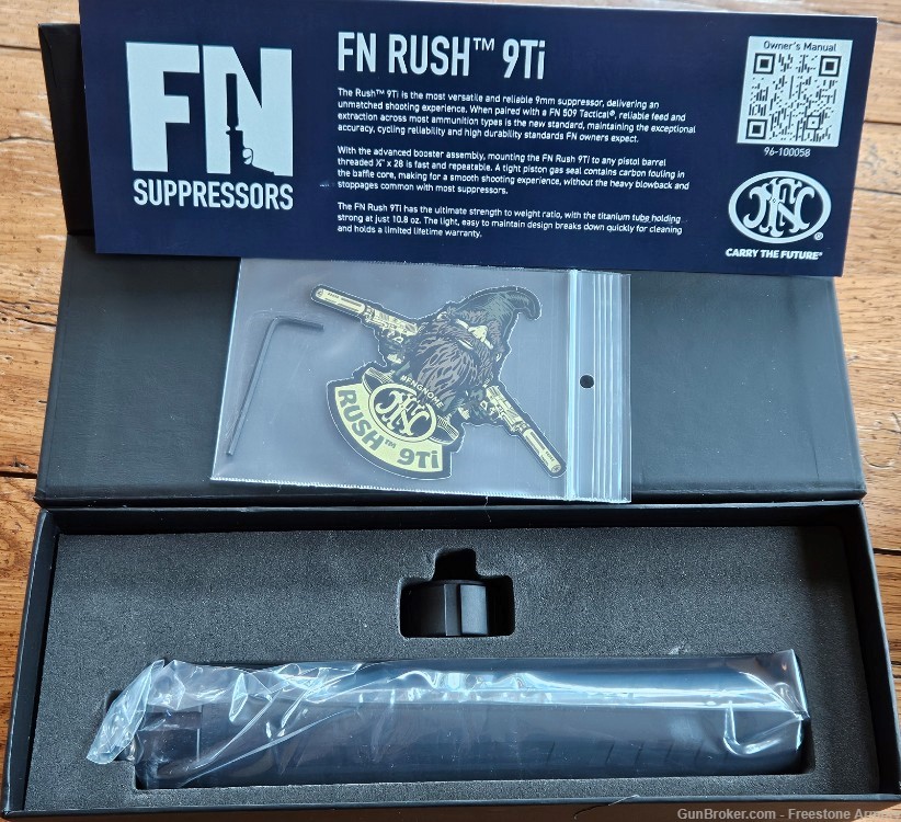FN Rush 9Ti 9mm Suppressor 1/2x28 7.3" Black Pistol Booster Silencer-img-7