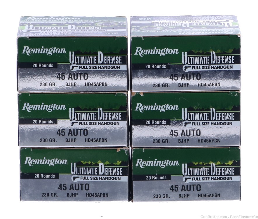 Remington Ultimate Defense .45 ACP 230gr BJHP Lot of 120 HD45APBN (JFM) -img-0
