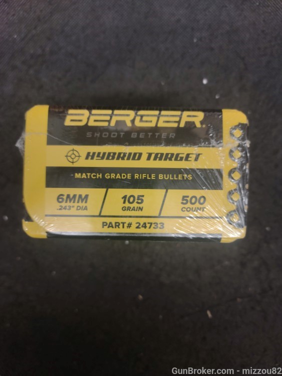  Berger 6mm .243 105gr Hybrid Bullet 500ct Bx HPBT Long Range -img-2