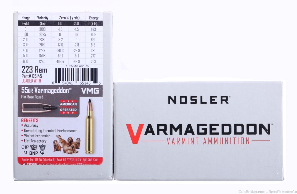 Nosler Varmageddon .223 Rem 55gr FB Tip Lot of 80 65145 (JFM)-img-1