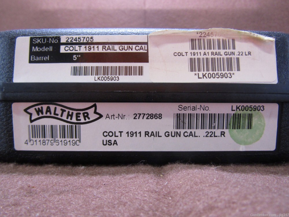 Walther/Colt Rail Gun 1911 22 LR Semi Auto Pistol Made in Germany-img-14