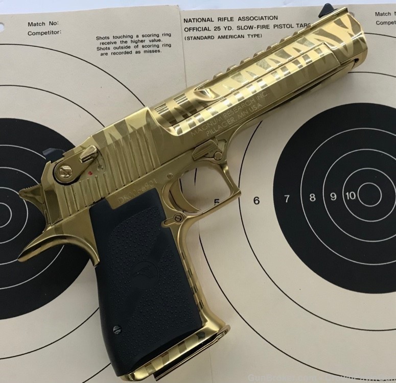 Magnum Research Inc USA Desert Eagle .357 MAG pistol GOLD PLATED FINISH-img-1