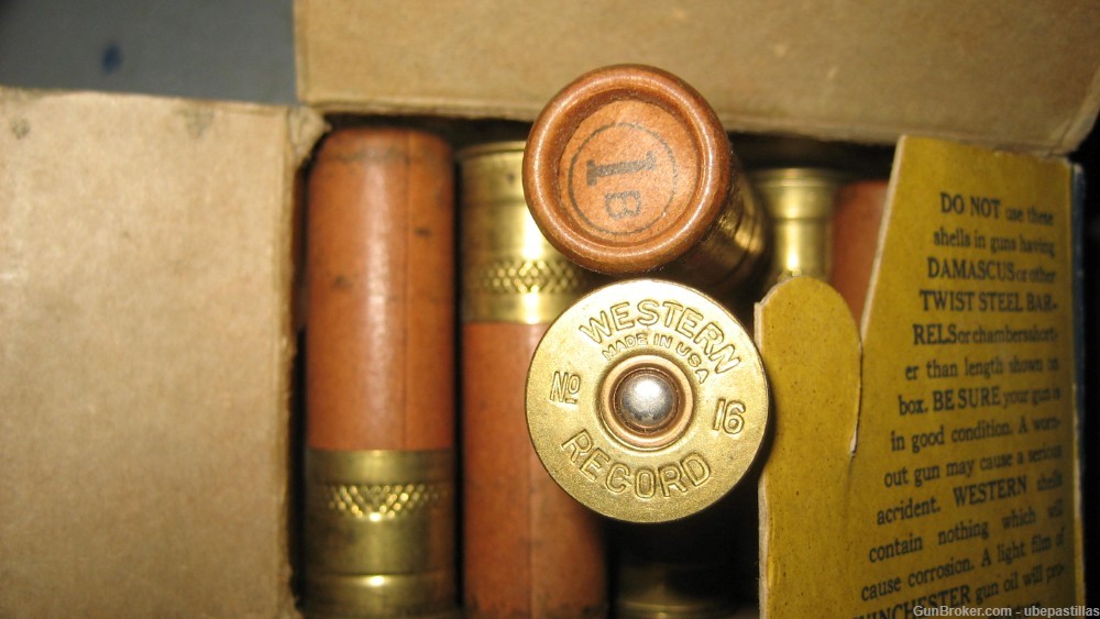 Vintage Western 16 Gauge US Gov't Property Ammo Shotshells #1 Buck Full Box-img-5