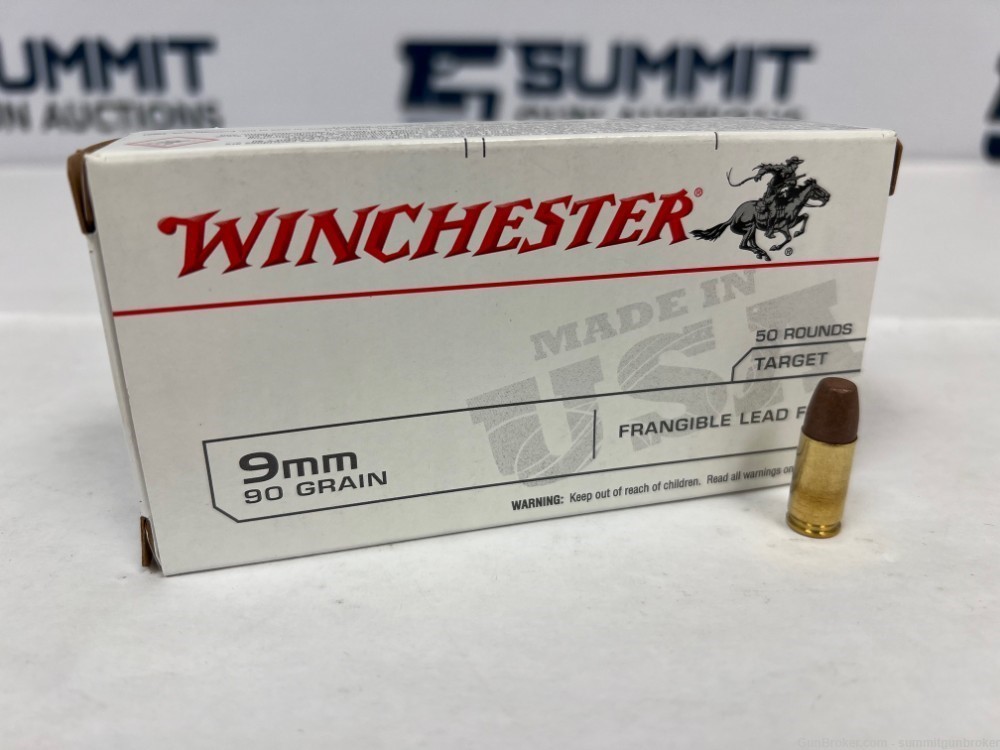  Winchester 9mm Luger 90 grain Frangible Lead Free Ammunition - 500 Rounds-img-0