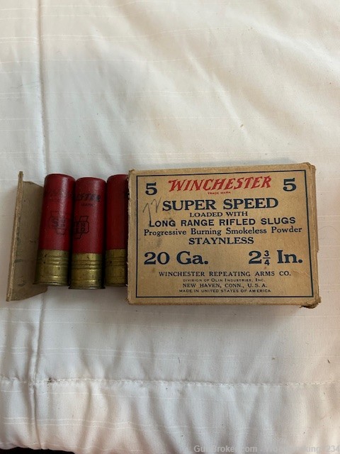 Winchester 20 Ga. 2 3/4 In. Long Range Rifle Slugs Vintage (3)-img-0
