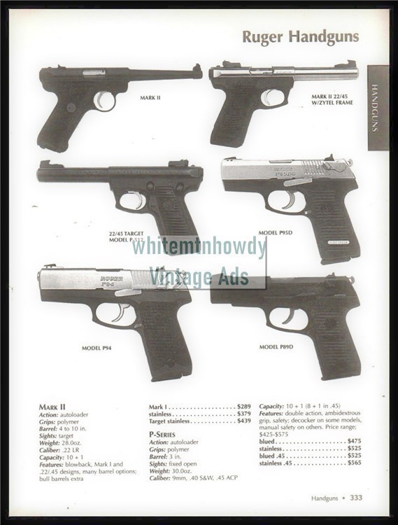 2004 RUGER Mark II, 22/45 Target, P95D, P94, P89D Pistol AD w/original pric-img-0