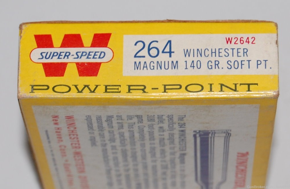 Vintage Full Box of Winchester Super-Speed 264 Win Mag w/ 140 gr Soft Point-img-1