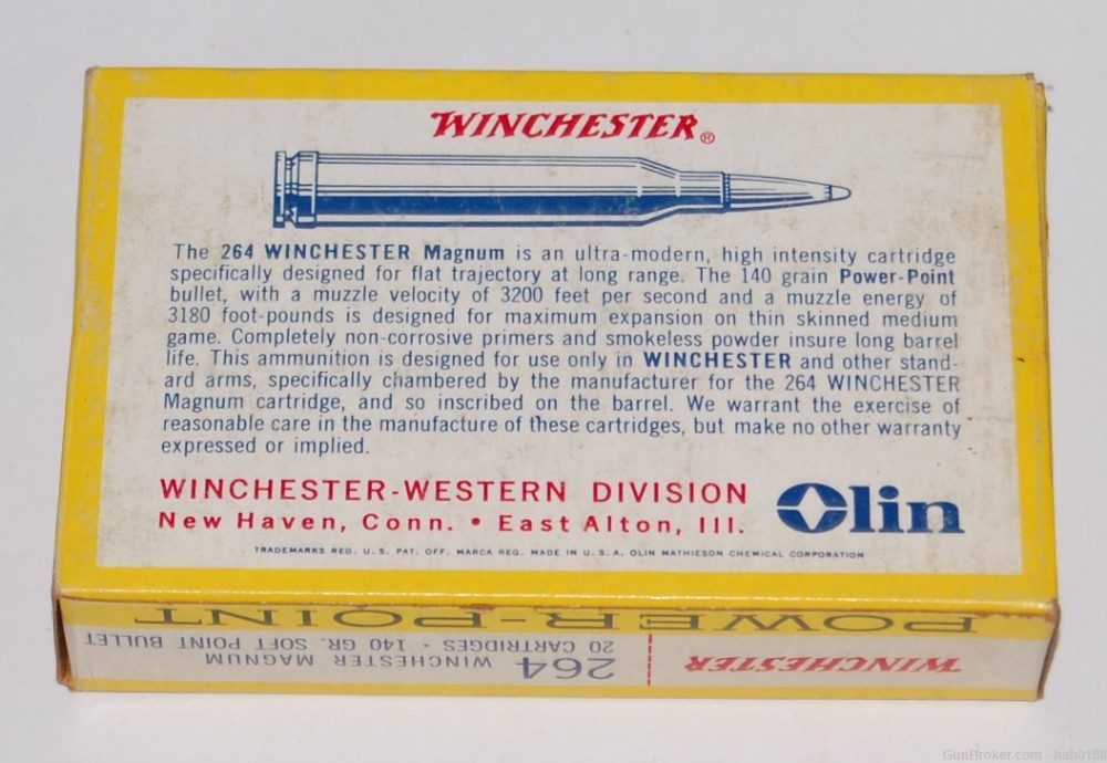 Vintage Full Box of Winchester Super-Speed 264 Win Mag w/ 140 gr Soft Point-img-3