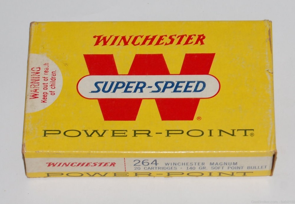 Vintage Full Box of Winchester Super-Speed 264 Win Mag w/ 140 gr Soft Point-img-0