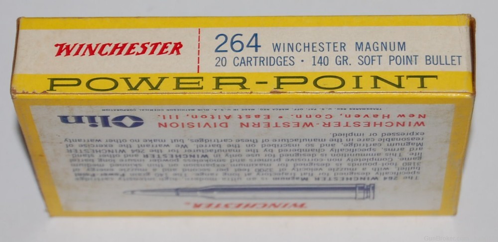 Vintage Full Box of Winchester Super-Speed 264 Win Mag w/ 140 gr Soft Point-img-2