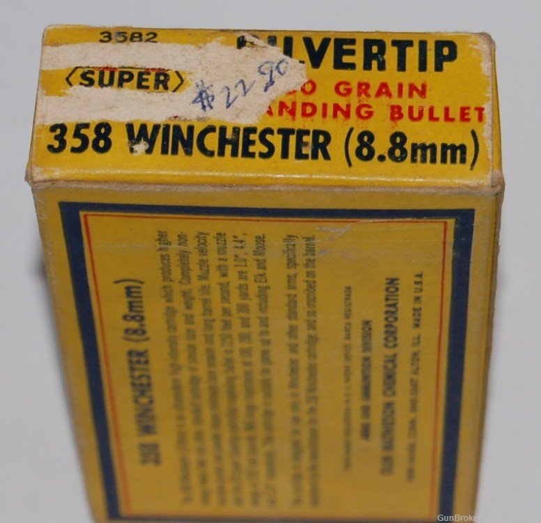 Vintage Full Box of Western Super-X 358 Winchester w/ 250 gr Silvertip-img-1