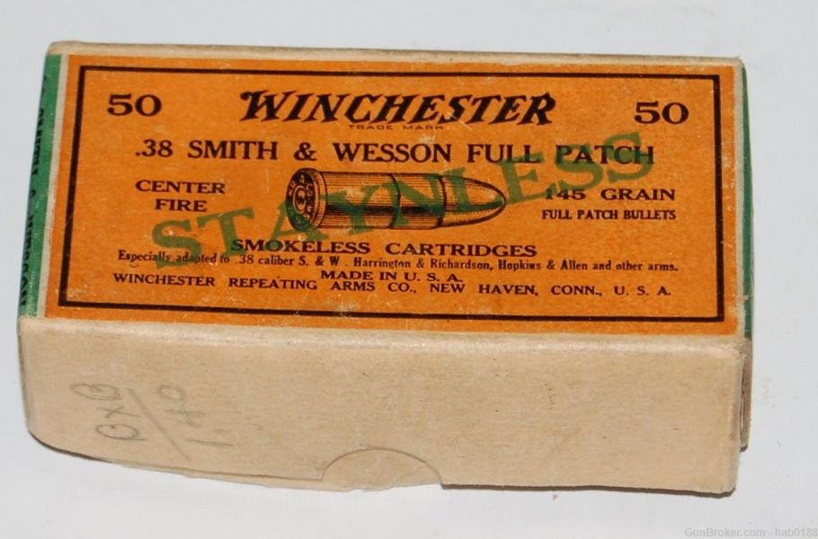Vintage Partial 2 Piece Box of Winchester Staynless 38 Smith & Wesson S&W -img-0