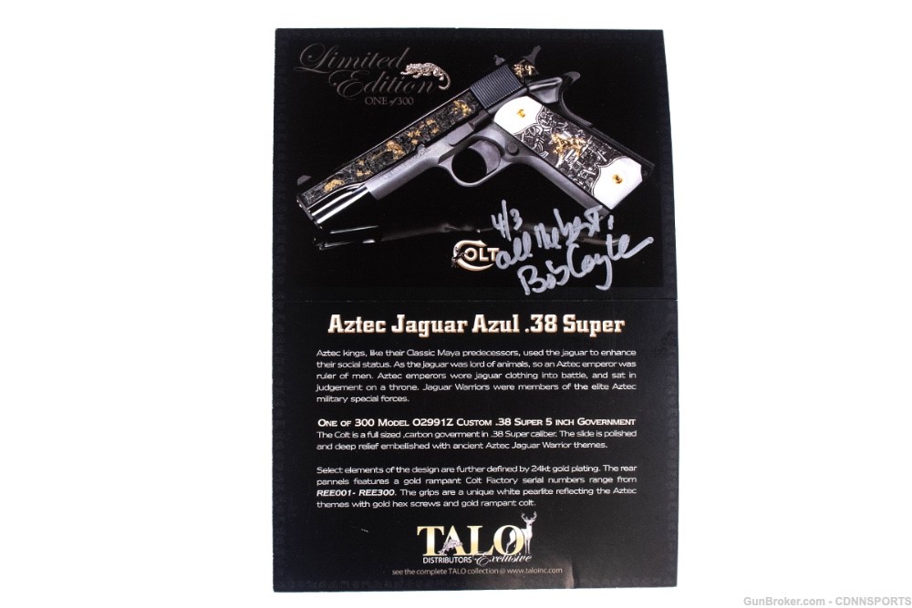 TALO Colt 1911 Aztec Jaguar Azul .38 Super 245 of 300 NEW FROM 2019-img-9