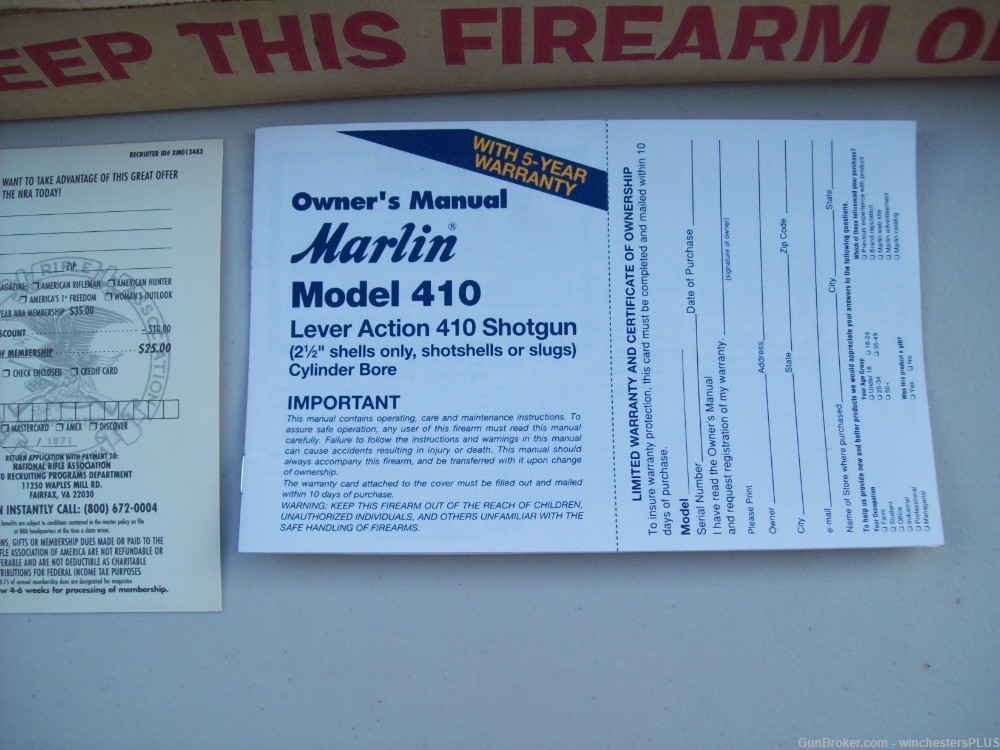 MARLIN MODEL  410 LEVER ACTION SHOTGUN JM STAMPED NEW UNFIRED-img-33