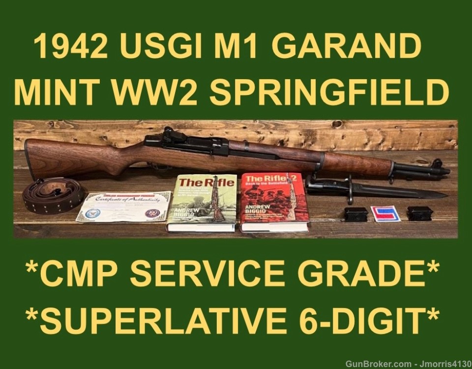 M1 GARAND1942 SPRINGFIELD CMP SERVICE GRADE SUPERLATIVE RIFLE WW2 WWII-img-0