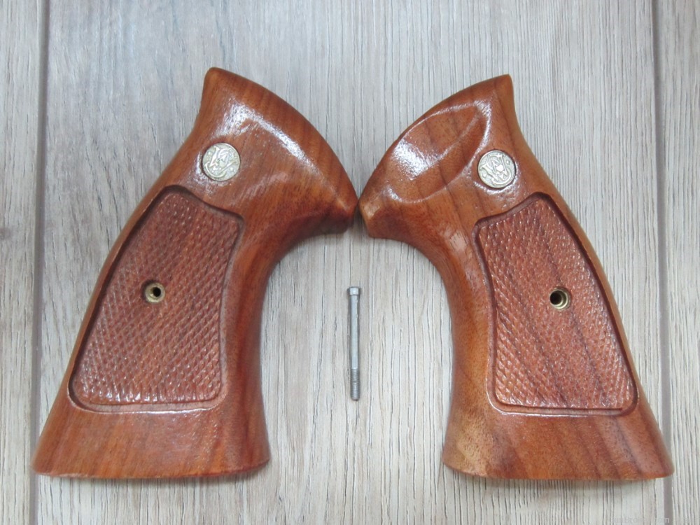 S&W N Frame Grips Vintage Factory Walnut Target Football Cut Smith & Wesson-img-0
