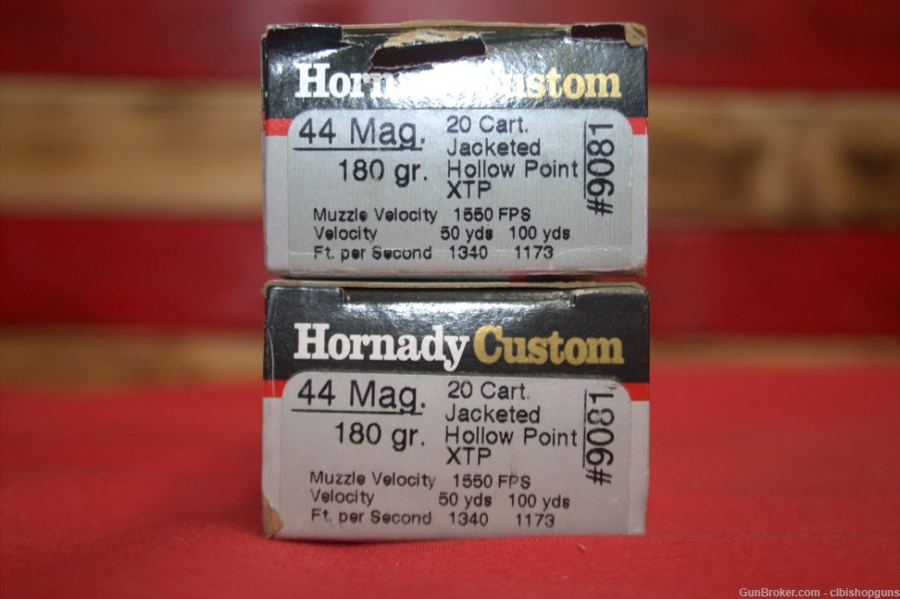 Hornady Custom .44 Mag 180 Grain 40 Rounds 2 Boxes Jacketed H Point ammo-img-0