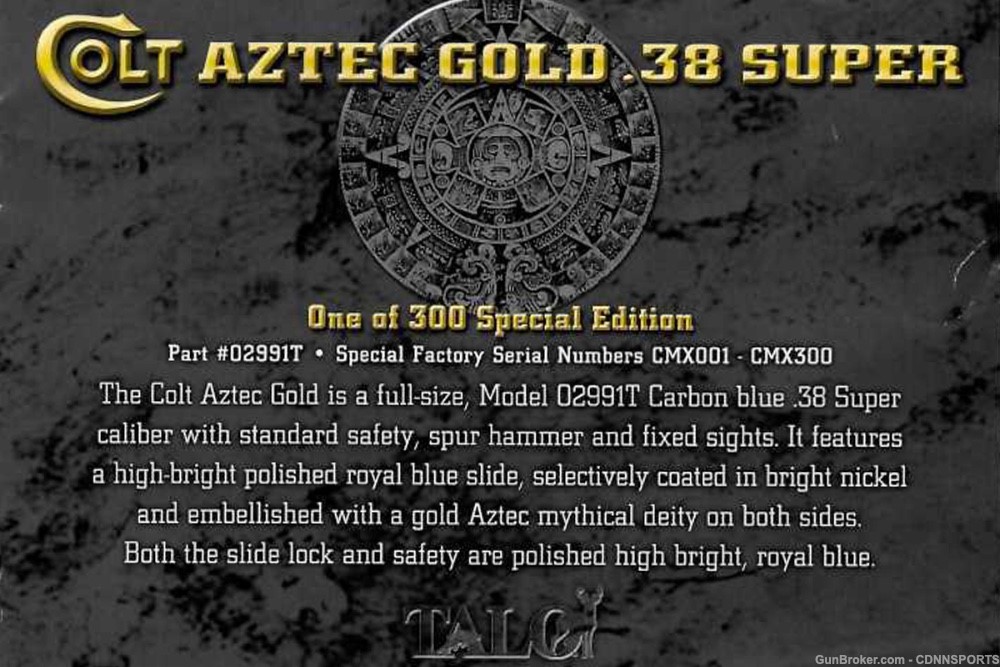 TALO Colt 1911 Aztec Gold .38 Super 227 of 300 NEW FROM 2014-img-15