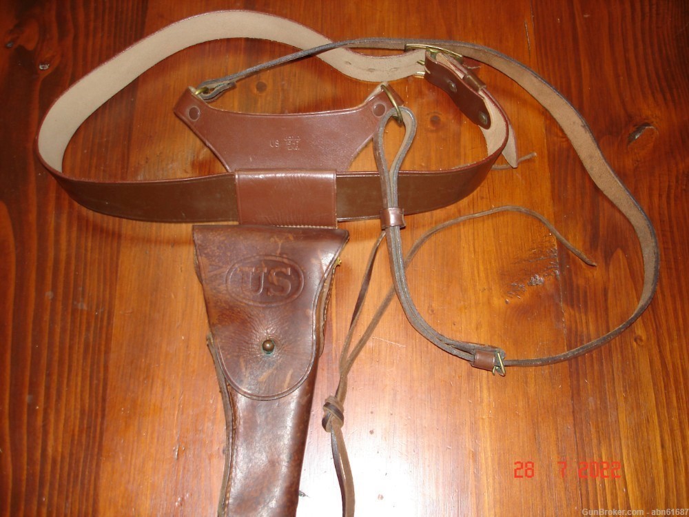 WWII Military Police holster Sam brown belt rig Milwaukee 1942 -img-0