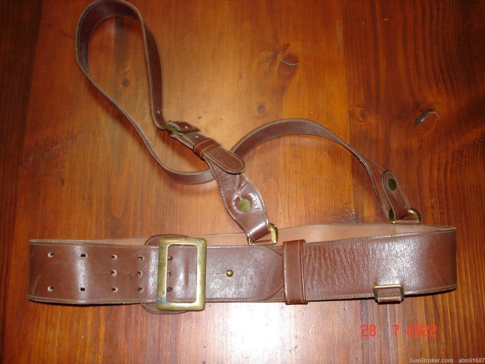 WWII Sam brown belt cross shoulder strap rig DEHNER's Omaha made sz 35-img-0