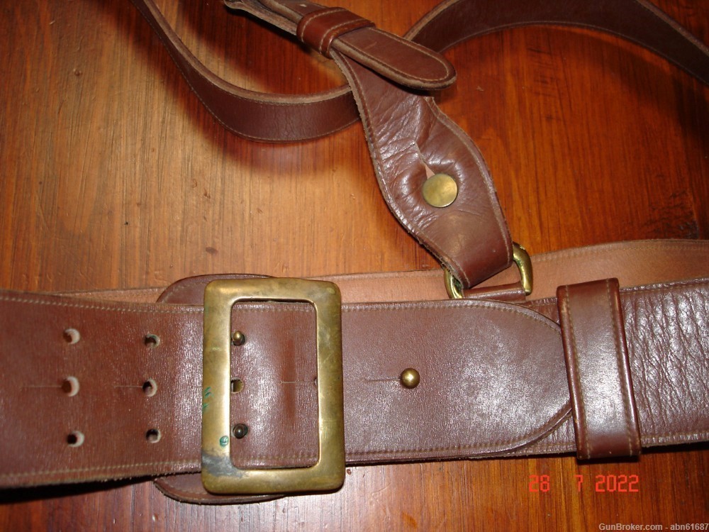 WWII Sam brown belt cross shoulder strap rig DEHNER's Omaha made sz 35-img-1