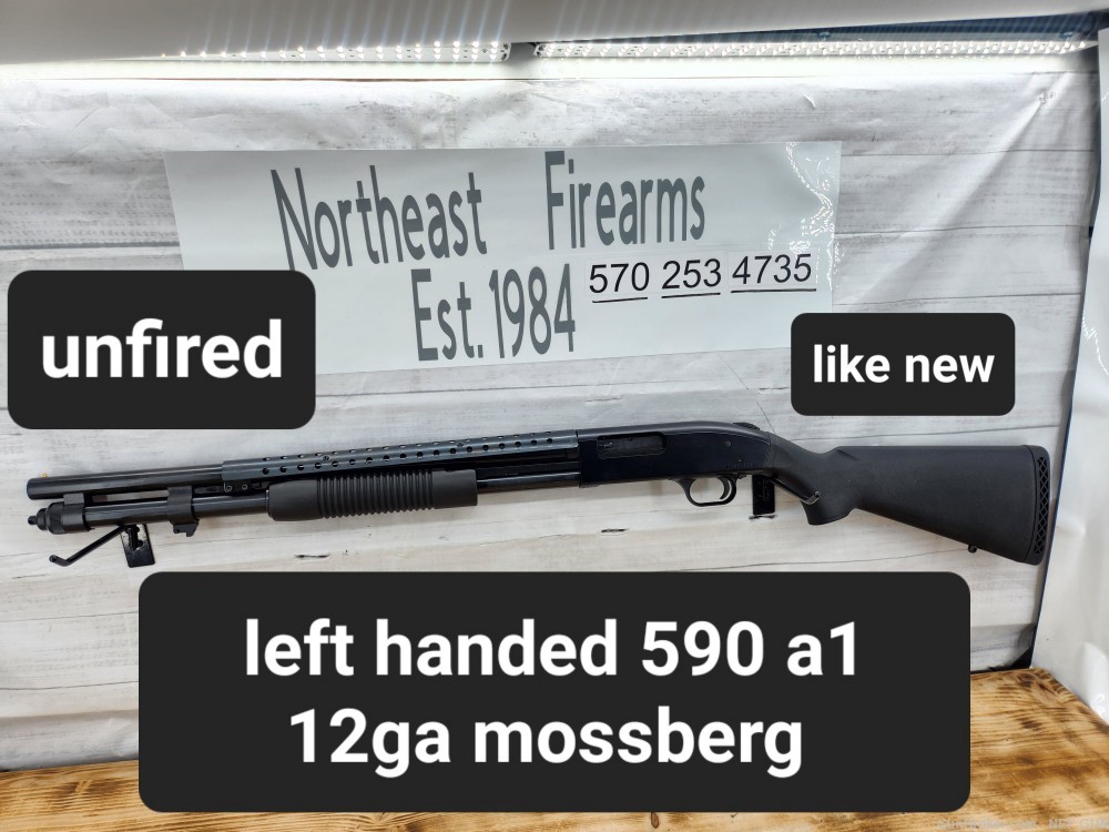 LEFT HANDED mossberg 590 L like new unfired 8 plus 1 tactical defensive  -img-0