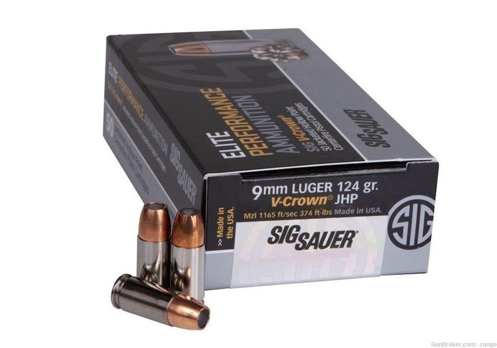  9MM Sig Sauer Elite Performance 124gr V-Crown JHP ammo-img-0
