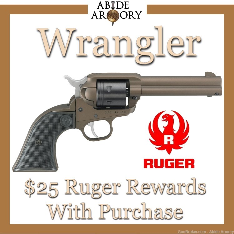 Ruger Wrangler 22 LR 2024 CLOSEOUT 6Rd Midnight Bronze Compliant New Rebate-img-0