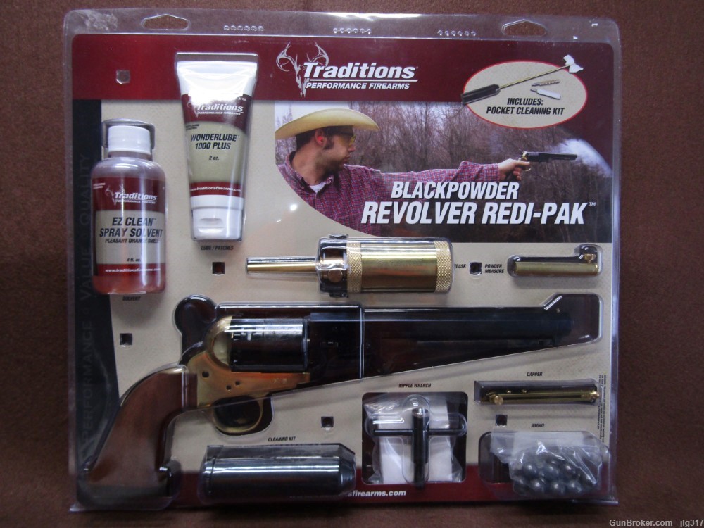 New Traditions 1851 Navy 44 Cal Black Powder Revolver Ready Pack FRS18511-img-0