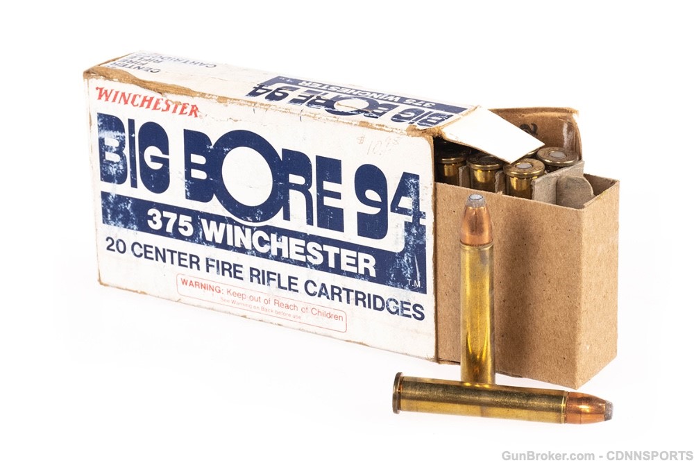 Winchester Vintage Ammo .375 Winchester BIG BORE 94 20rds from 1981-img-3