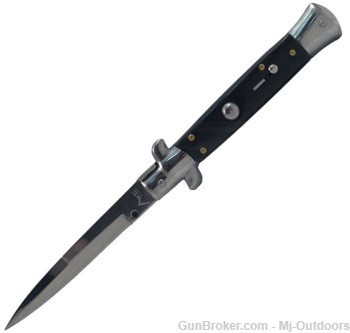 Italian Style 9" Stiletto Black Automatic Knife-img-0