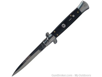 Italian Style 9" Stiletto Black Automatic Knife