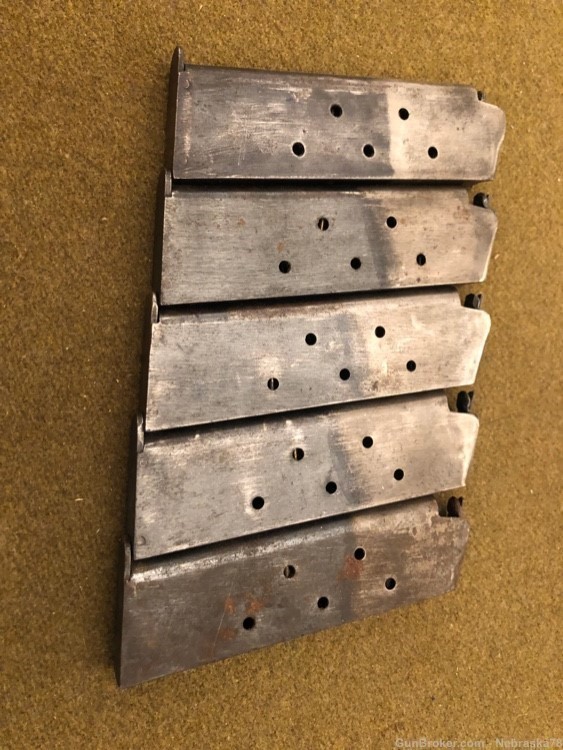 Lot of 5 WW1 Colt 1911 USGI GI 7 round magazines two tone some marked -img-2