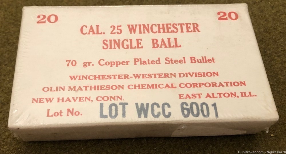 20 rounds Winchester Experimental Prototype .25 6.35x48 single ammo -img-0