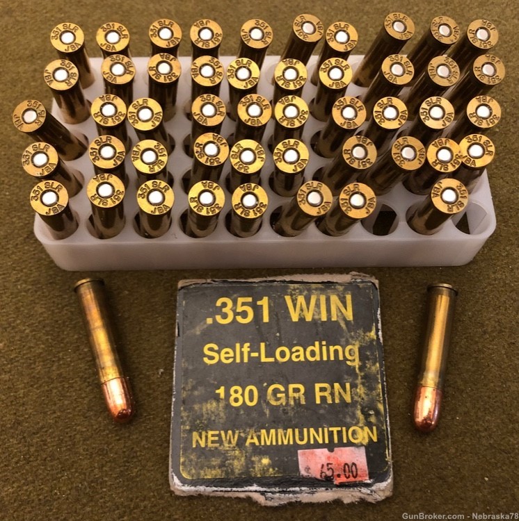 50 rounds NEW .351 Winchester Self Loading .351SL ammo 180gr Jamison Brass-img-0